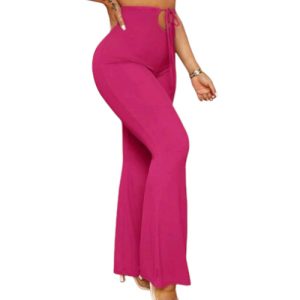 Front Cut Out Flare Leg Pants Pink