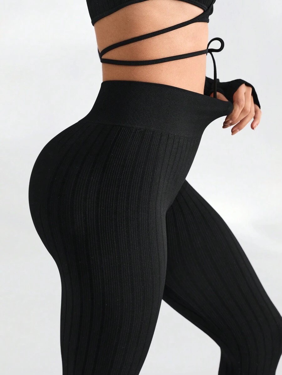 Leisure Wrap Tie Crop Long Sleeve Top And Leggings Sports Set1