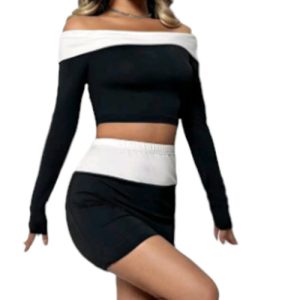 Off Shoulder Crop Top Black & White